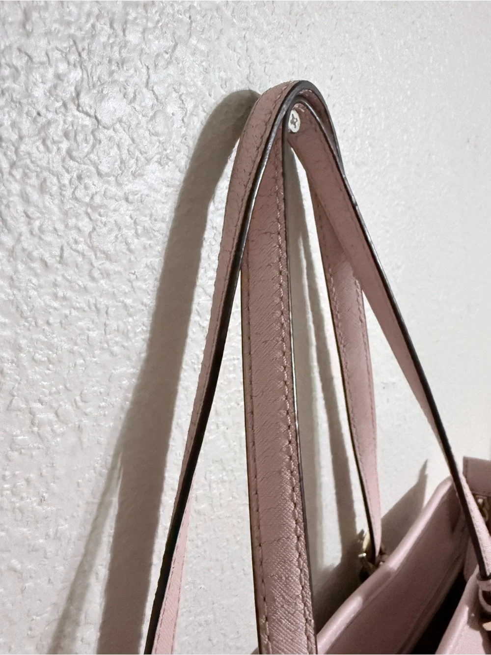 Michael Kors Light Pink Saffiano Tote with Logo Charm